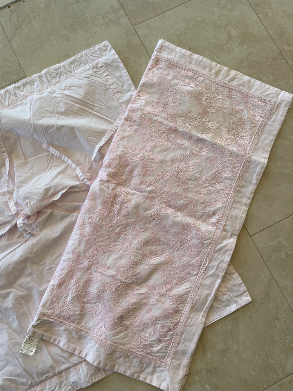 2 Simply Shabby Chic Pale Pink Embroidered Decorative Pillow Sham - Picture 13 of 14